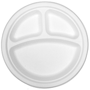 Bagasse bord Ø23cm 3-vaks