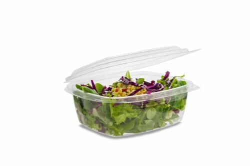 Composteerbaar saladebakje met vast deksel 500ml vegware