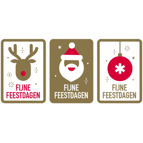 Etiket fijne feestdagen rechthoek 3 assorti