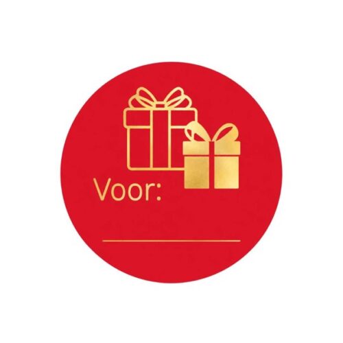 Etiket Pakje voor... rood/goud