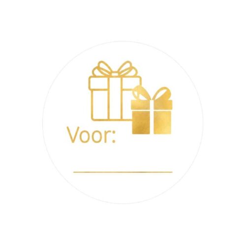 Etiket Pakje voor... wit/goud