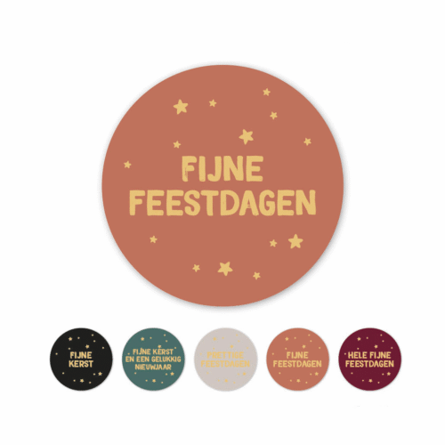 Etiket Fijne feestdagen multi colour assorti
