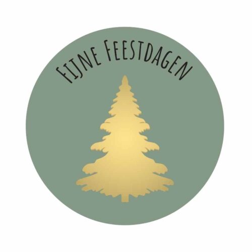 Etiket Fijne Feestdagen olijf