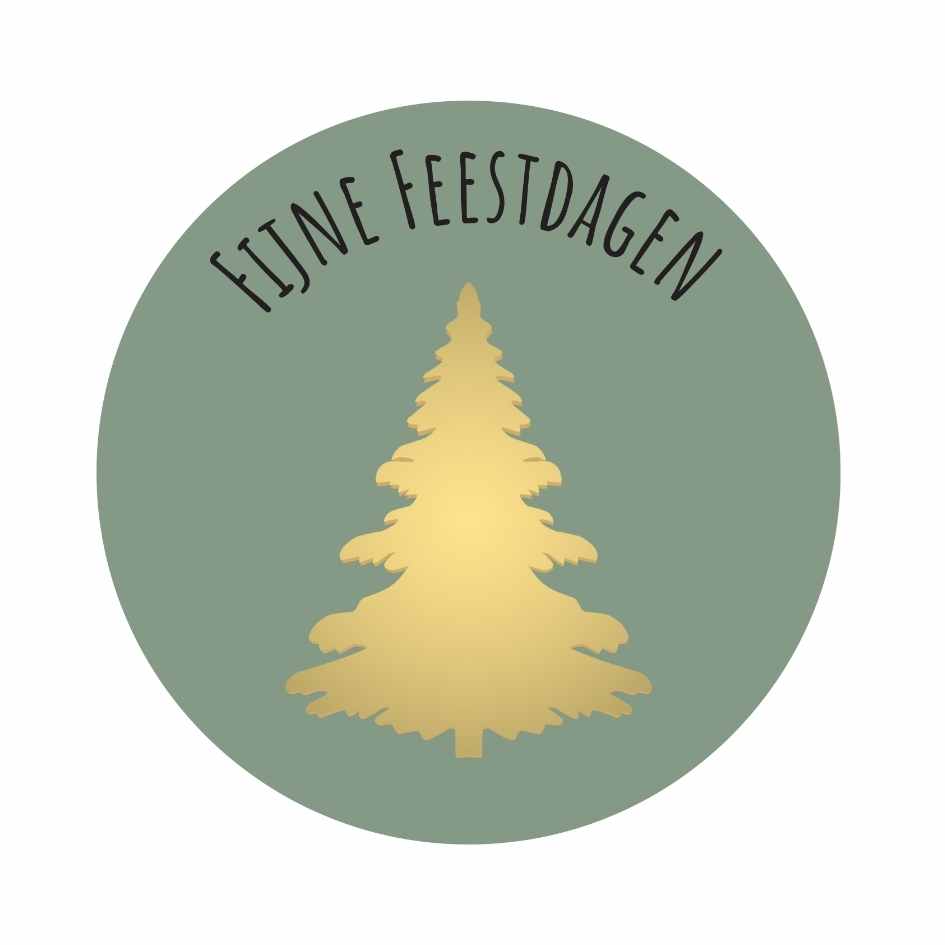 Etiket Fijne Feestdagen olijf