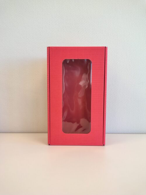 Borrelbox ribbel rood met venster klein