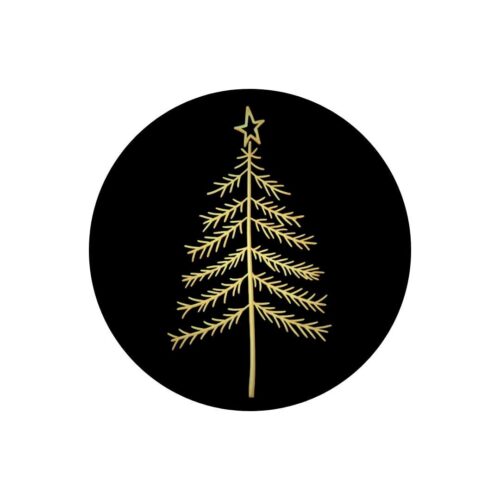 Etiket Kerstboom zwart/goud 39mm
