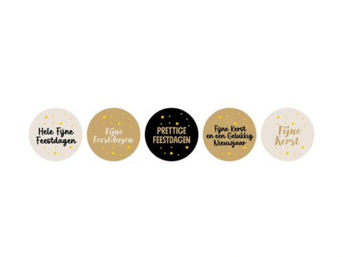 Etiket Kerst zwart/goud/creme