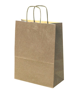 Blokbodemtas bruin 32+12x41cm gedraaid handvat. (200stuks)