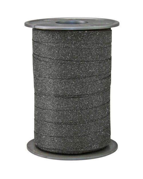 Krullint polyglitter zwart