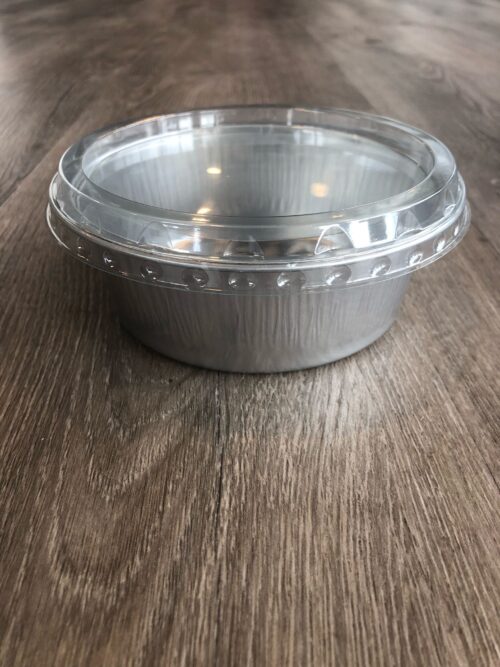 Aluminium bak rond 440 ml. zilver