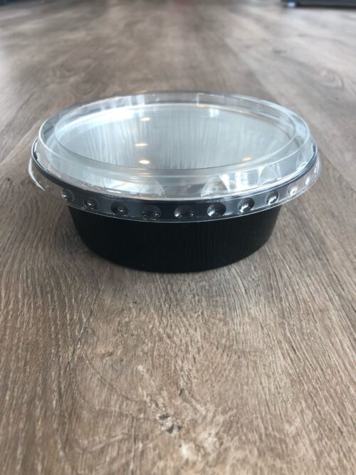 Aluminium bak rond 440 ml. zwart (100 stuks)