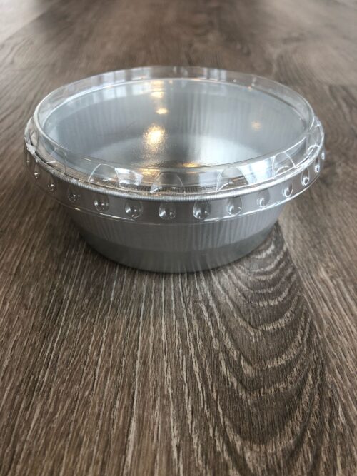 Aluminium bak rond 290 ml. zilver (100 stuks)
