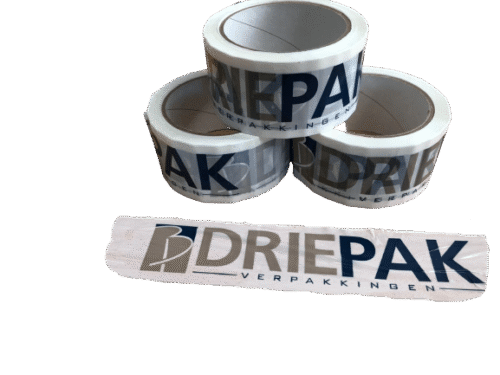bedrukte tape met logo van Driepak Verpakkingen