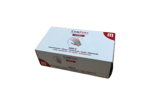 Latex handschoenen M wit gepoederd