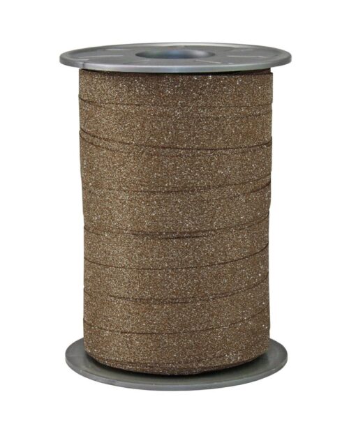 Krullint poly glitter bruin