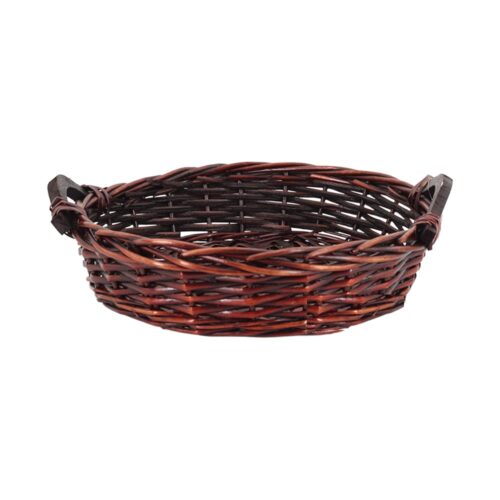 Rieten mand rond met houten handvaten 36x9 cm.